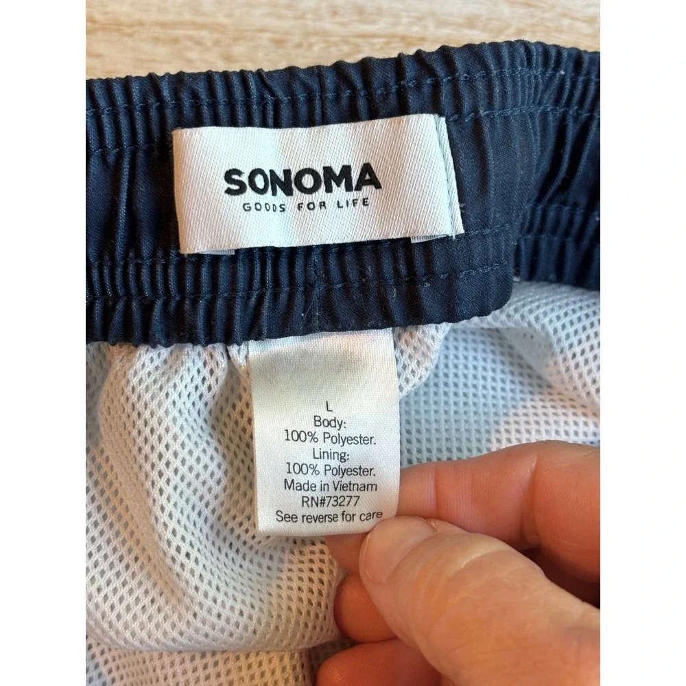 EUC‎ Sonoma Swim Trunks Mens Large Navy Shark Sailboat Mesh Lined Shorts